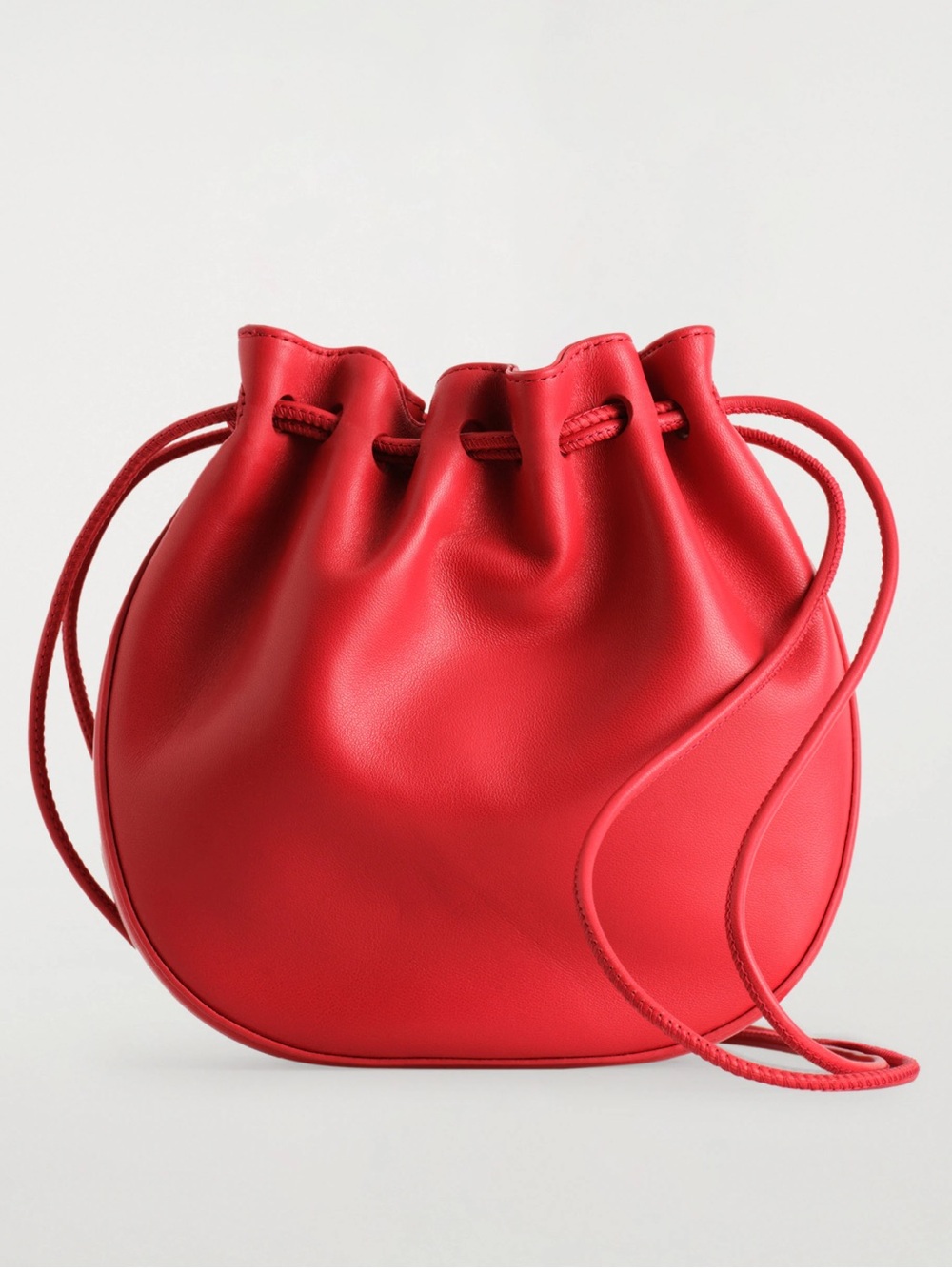 COS Gathered pouch bag - leather - red